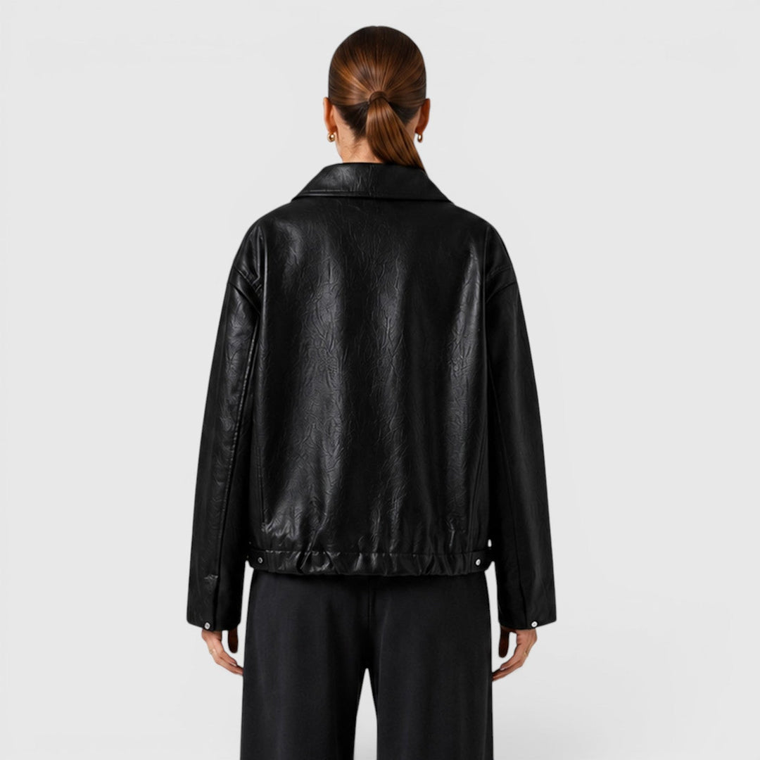 Felicity | Sleek Cropped Zip Faux Leather Jacket