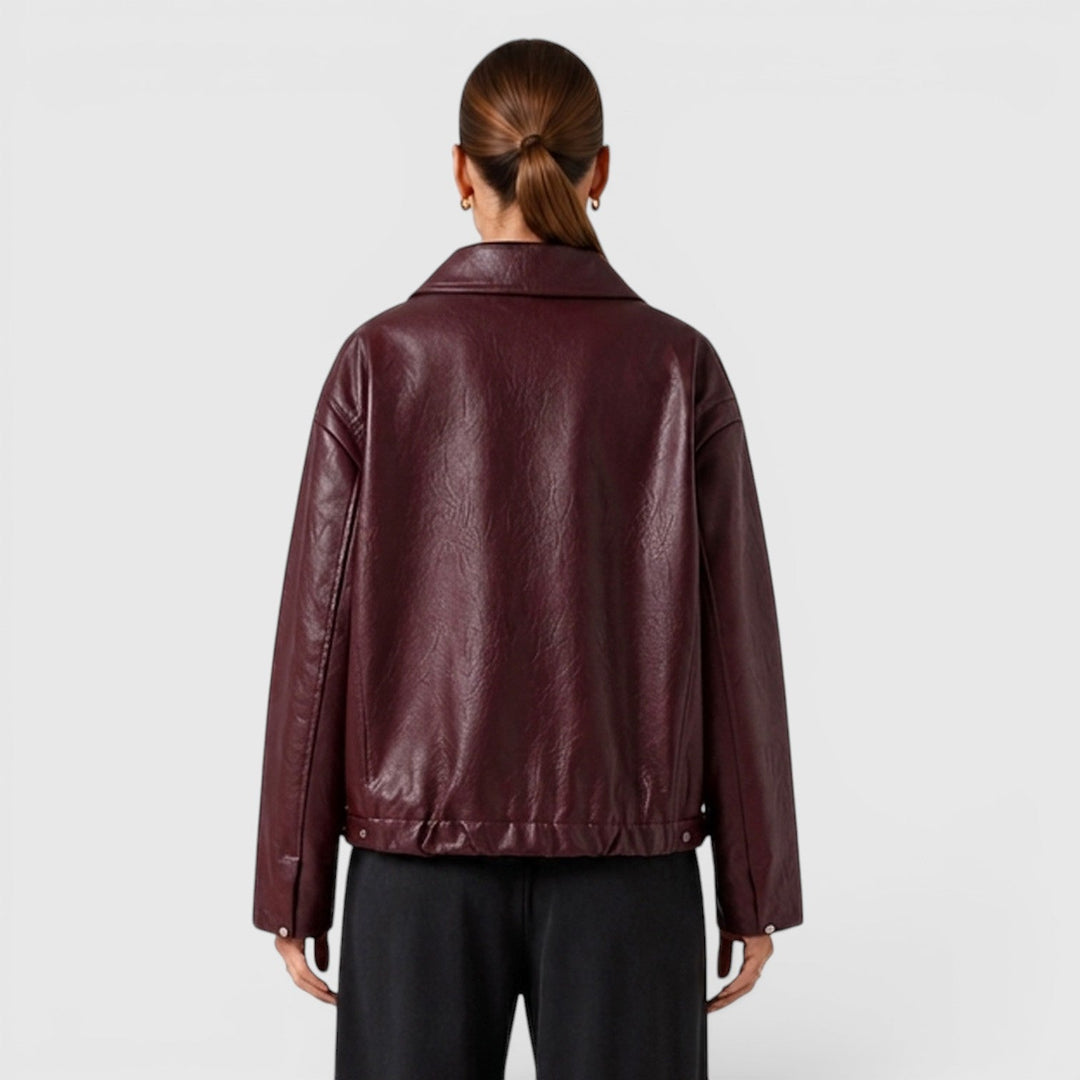 Felicity | Sleek Cropped Zip Faux Leather Jacket