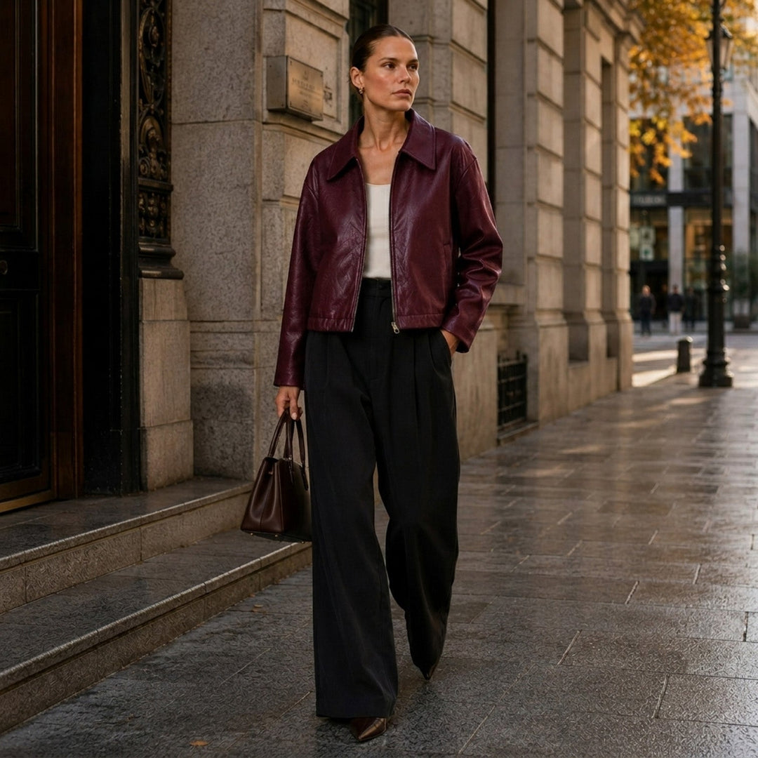 Felicity | Sleek Cropped Zip Faux Leather Jacket