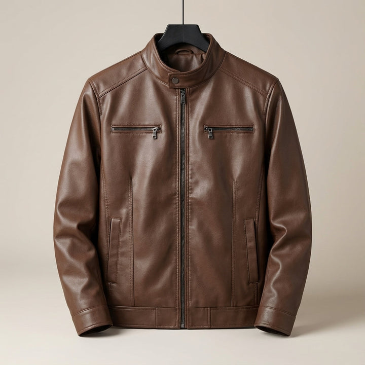 Warren | Rugged Leather Jacket, Zip Front for Men's Biker Style