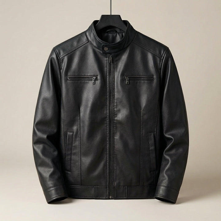 Warren | Rugged Leather Jacket, Zip Front for Men's Biker Style