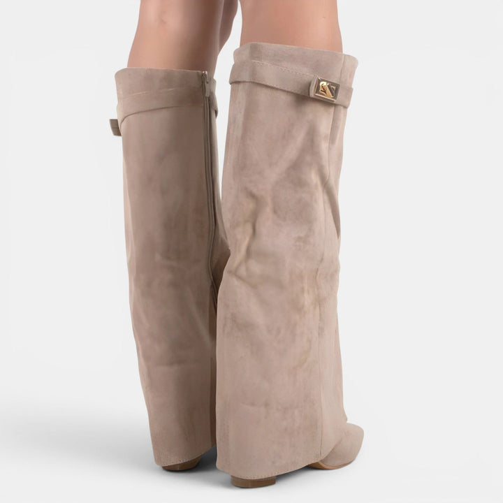 Philippa | Bold Suede Knee High Block Heel Boots Women