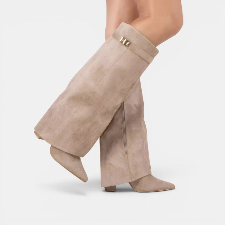 Philippa | Bold Suede Knee High Block Heel Boots Women
