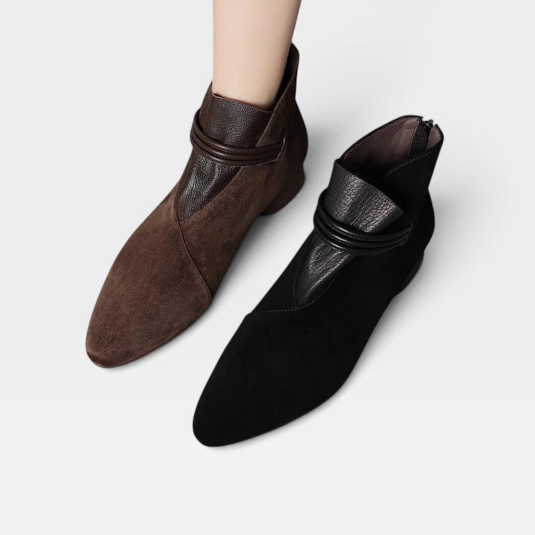 Cecily | Sleek Suede Block Heel Ankle Boots for Women