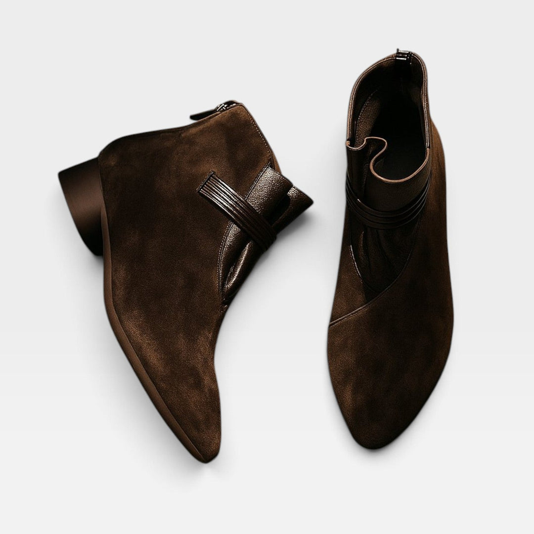 Cecily | Sleek Suede Block Heel Ankle Boots for Women