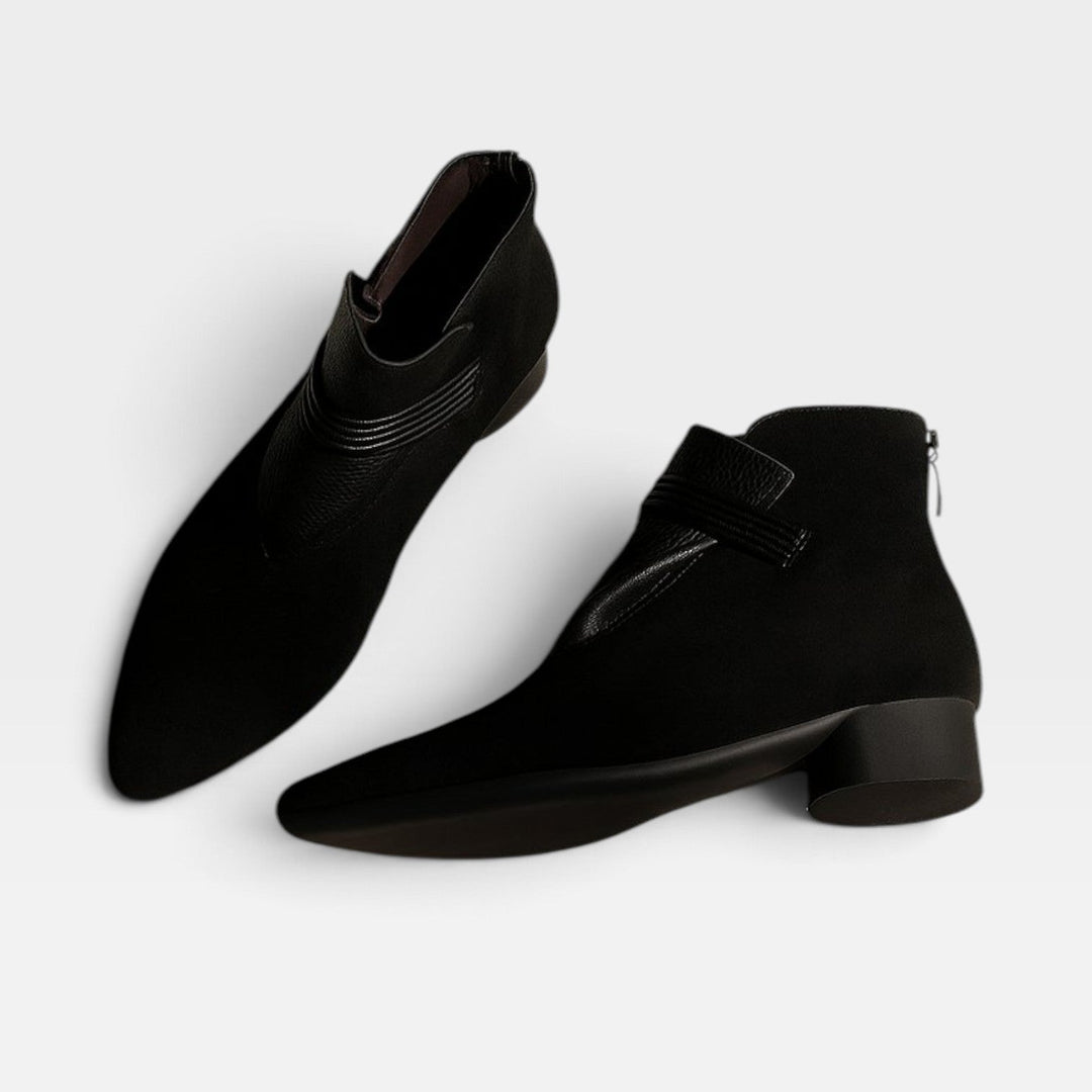 Cecily | Sleek Suede Block Heel Ankle Boots for Women