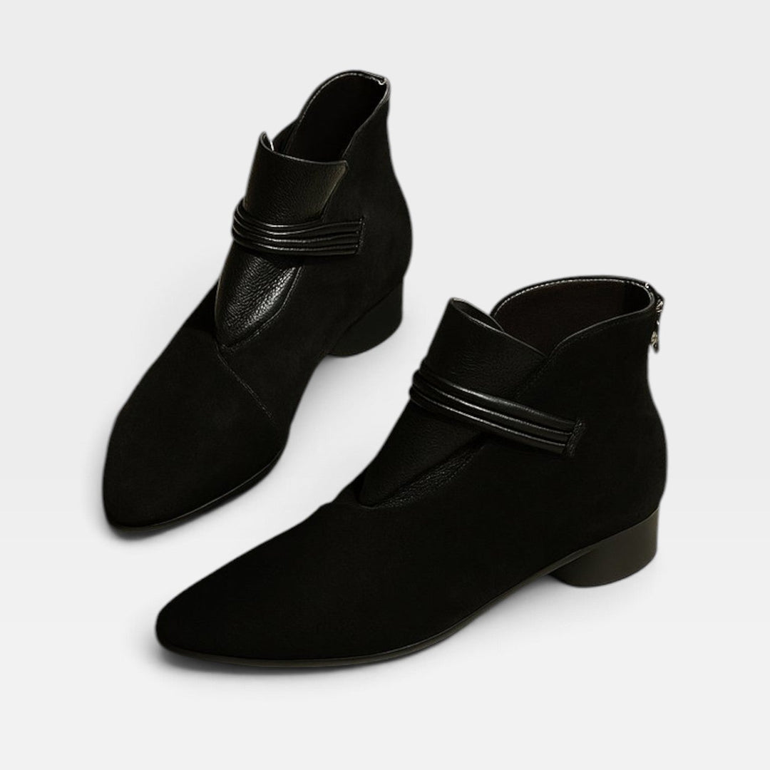 Cecily | Sleek Suede Block Heel Ankle Boots for Women