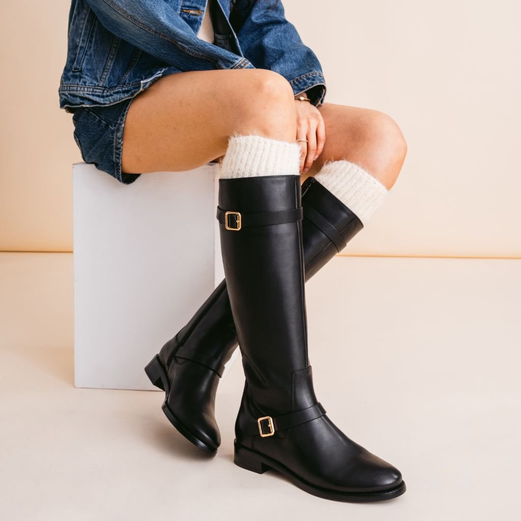 Rosamund | Refined Leather Wide Calf Knee High Boots for Women