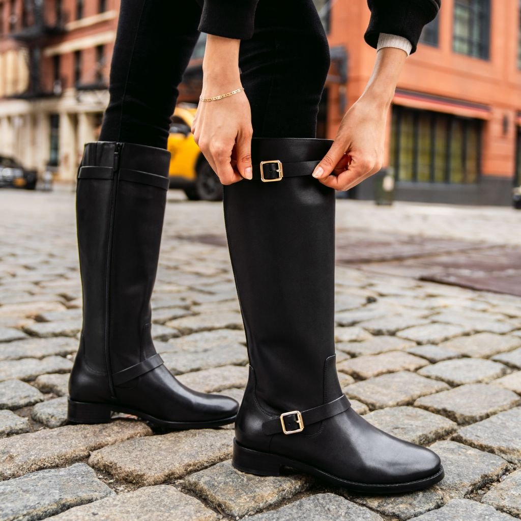 Rosamund | Refined Leather Wide Calf Knee High Boots for Women