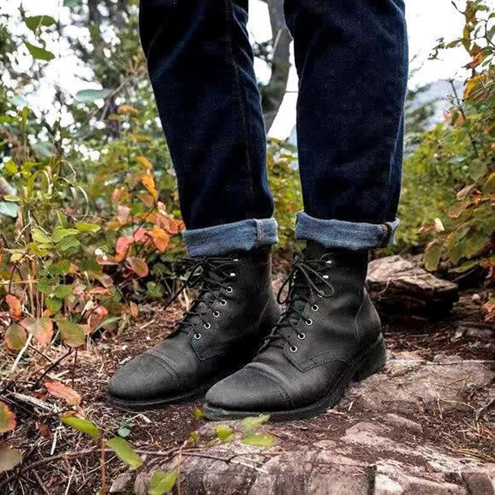 Ashby | Weathered Cap Toe Leather Ankle Boots