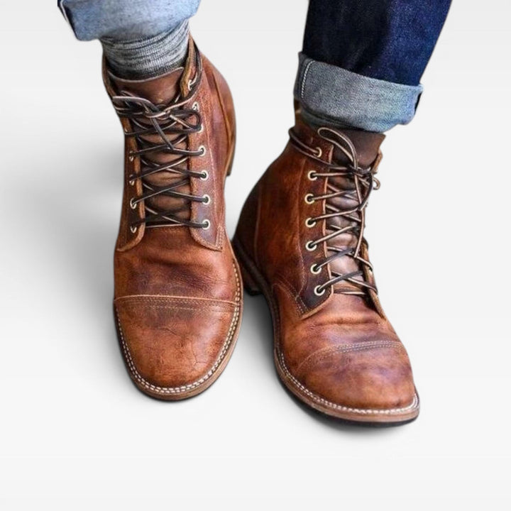 Ashby | Weathered Cap Toe Leather Ankle Boots