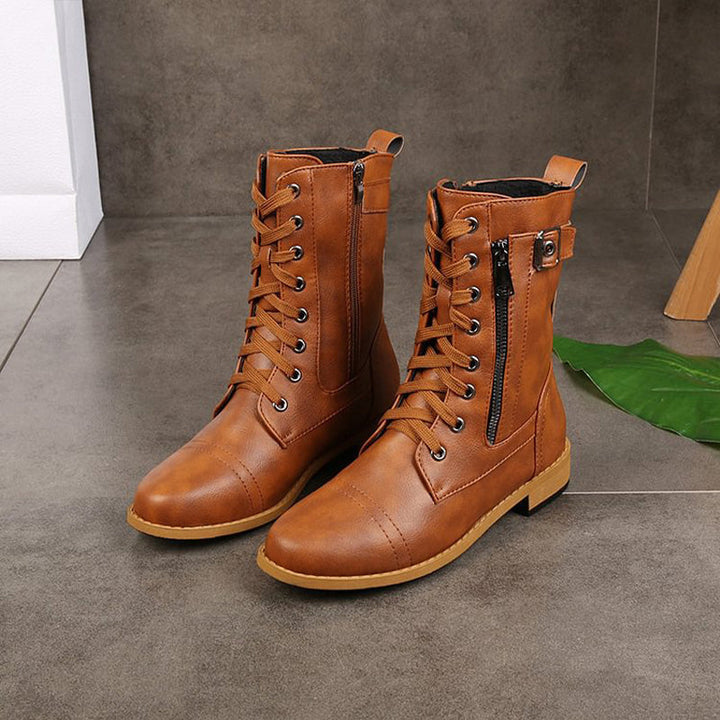 Bridgette | Supportive Combat Boots Women Ankle Side-Zip