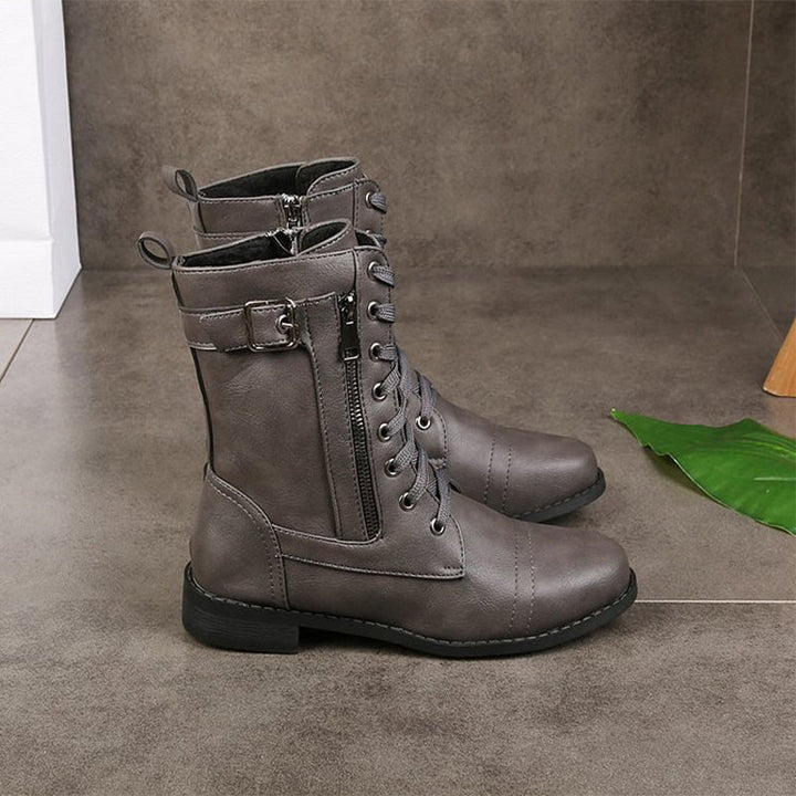 Bridgette | Supportive Combat Boots Women Ankle Side-Zip
