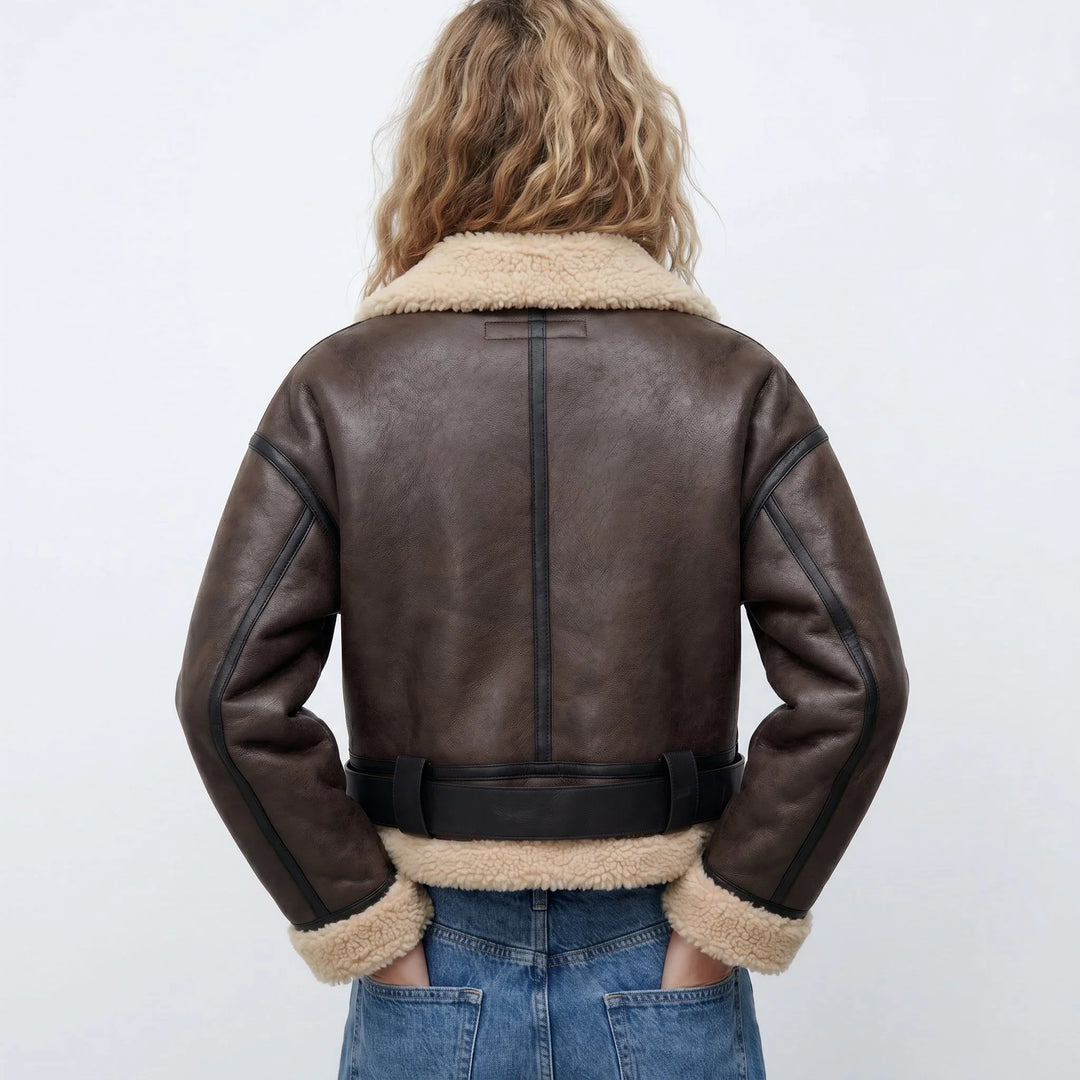 Seraphina | Cosy Cropped Shearling Bomber Jacket