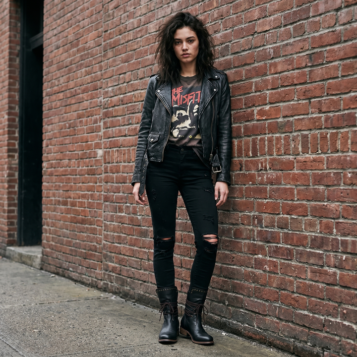Theodora | Edgy Studded Leather Lace-Up Boots Women