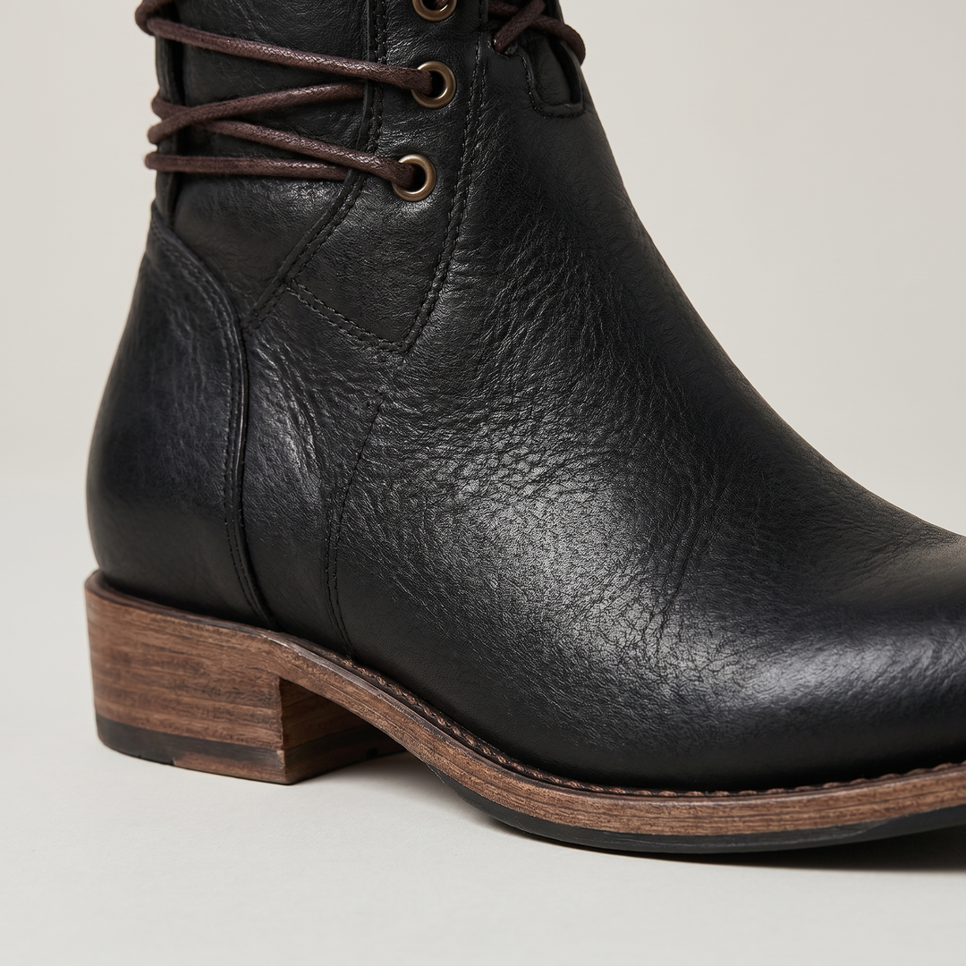 Theodora | Edgy Studded Leather Lace-Up Boots Women
