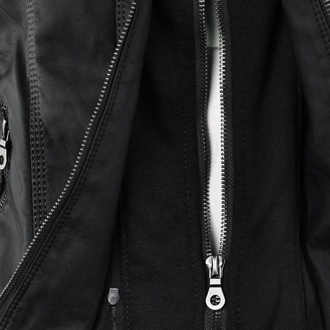 Beatrix | Sleek Hooded Faux Leather Moto Jacket for Women