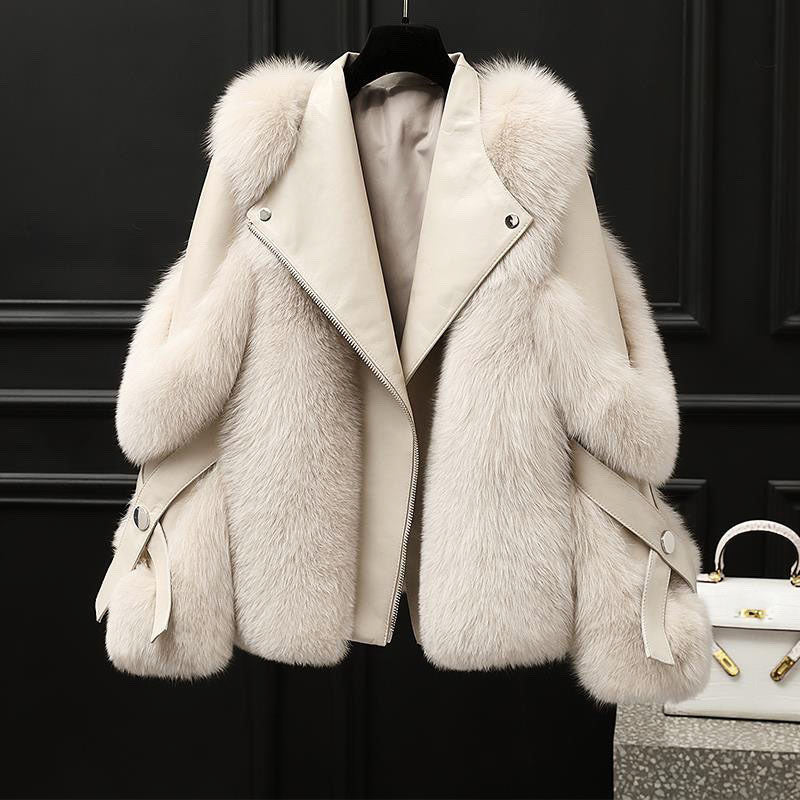 Aurelia | Sleek Oversized Faux Fur Jacket with Notch Collar