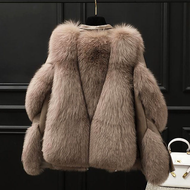 Aurelia | Sleek Oversized Faux Fur Jacket with Notch Collar