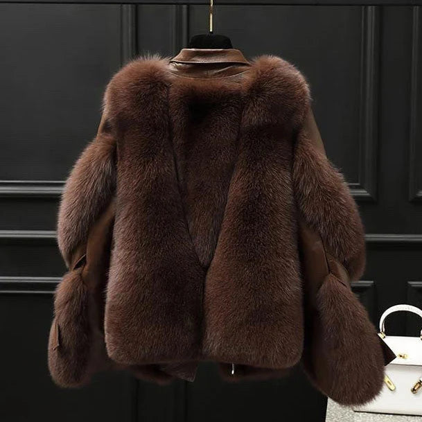 Aurelia | Sleek Oversized Faux Fur Jacket with Notch Collar