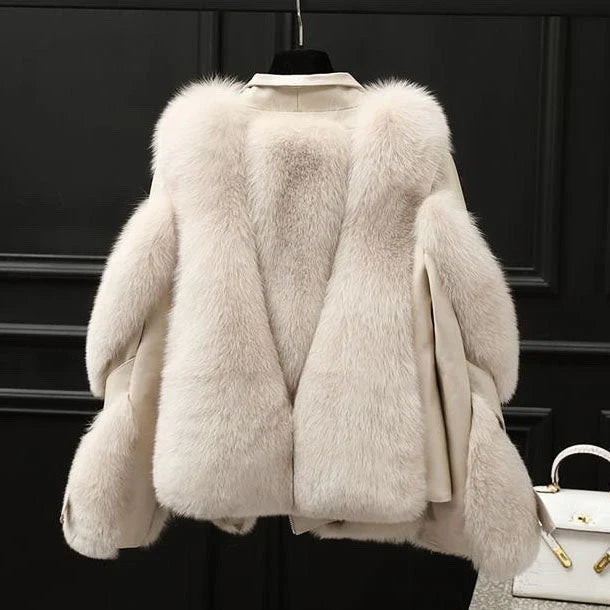 Aurelia | Sleek Oversized Faux Fur Jacket with Notch Collar