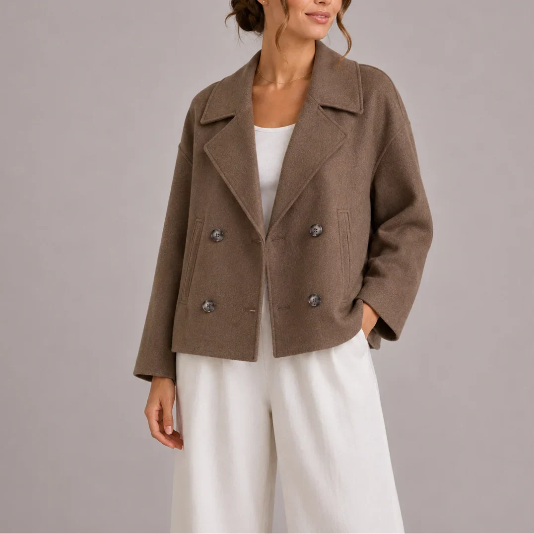 Josephine | Timeless Double-Breasted Cropped Pea Coat