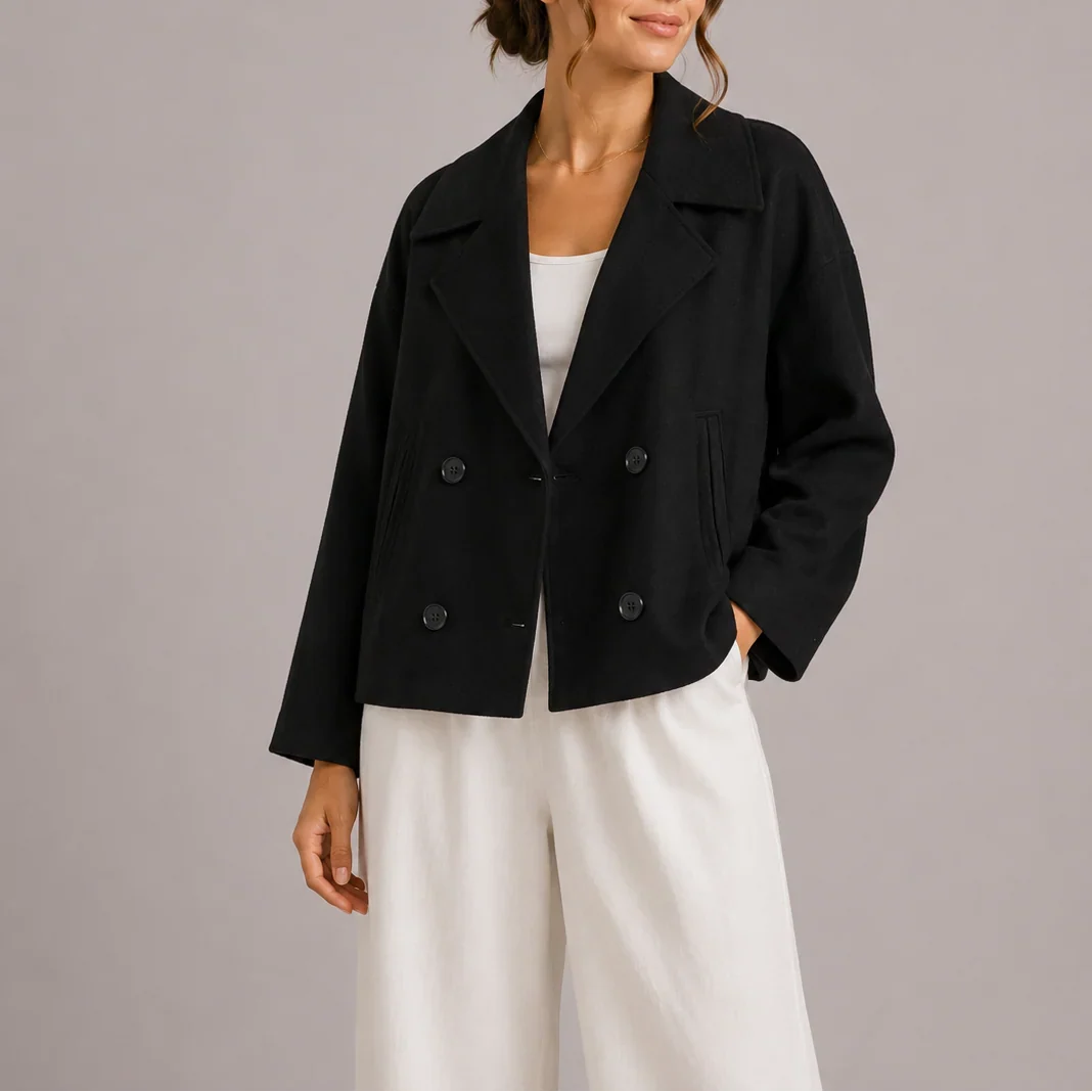 Josephine | Timeless Double-Breasted Cropped Pea Coat