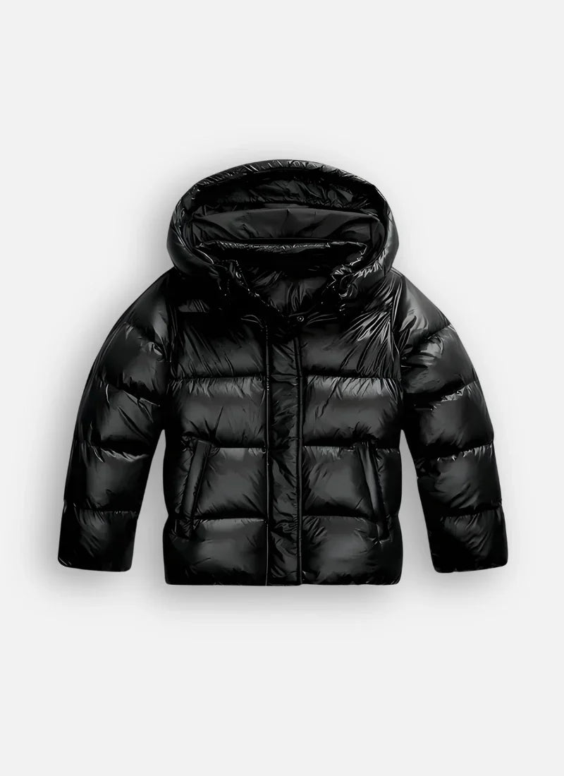Hazel | Sleek Hooded Puffer Jacket with Glossy Finish