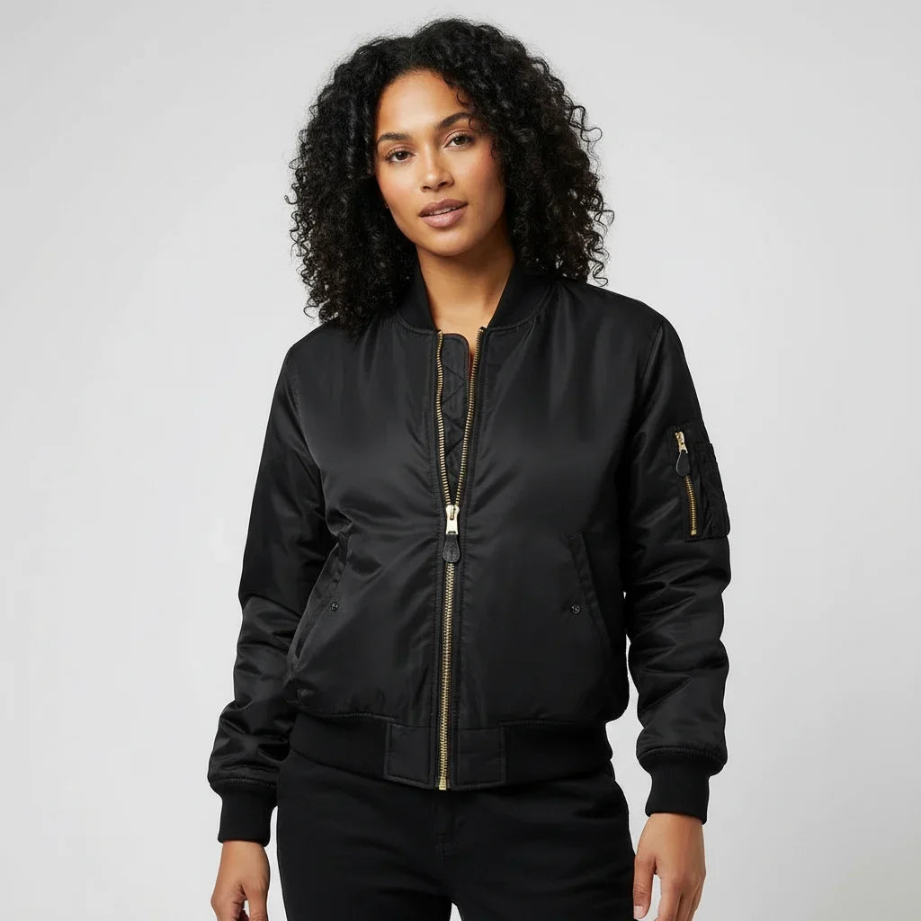 Adeline | Sharp MA-1 Bomber Jacket with Ribbed Cuffs