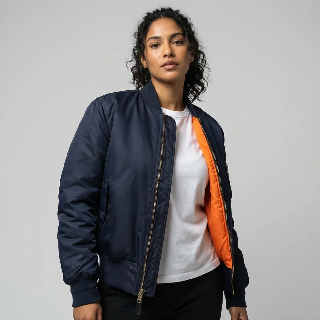Adeline | Sharp MA-1 Bomber Jacket with Ribbed Cuffs