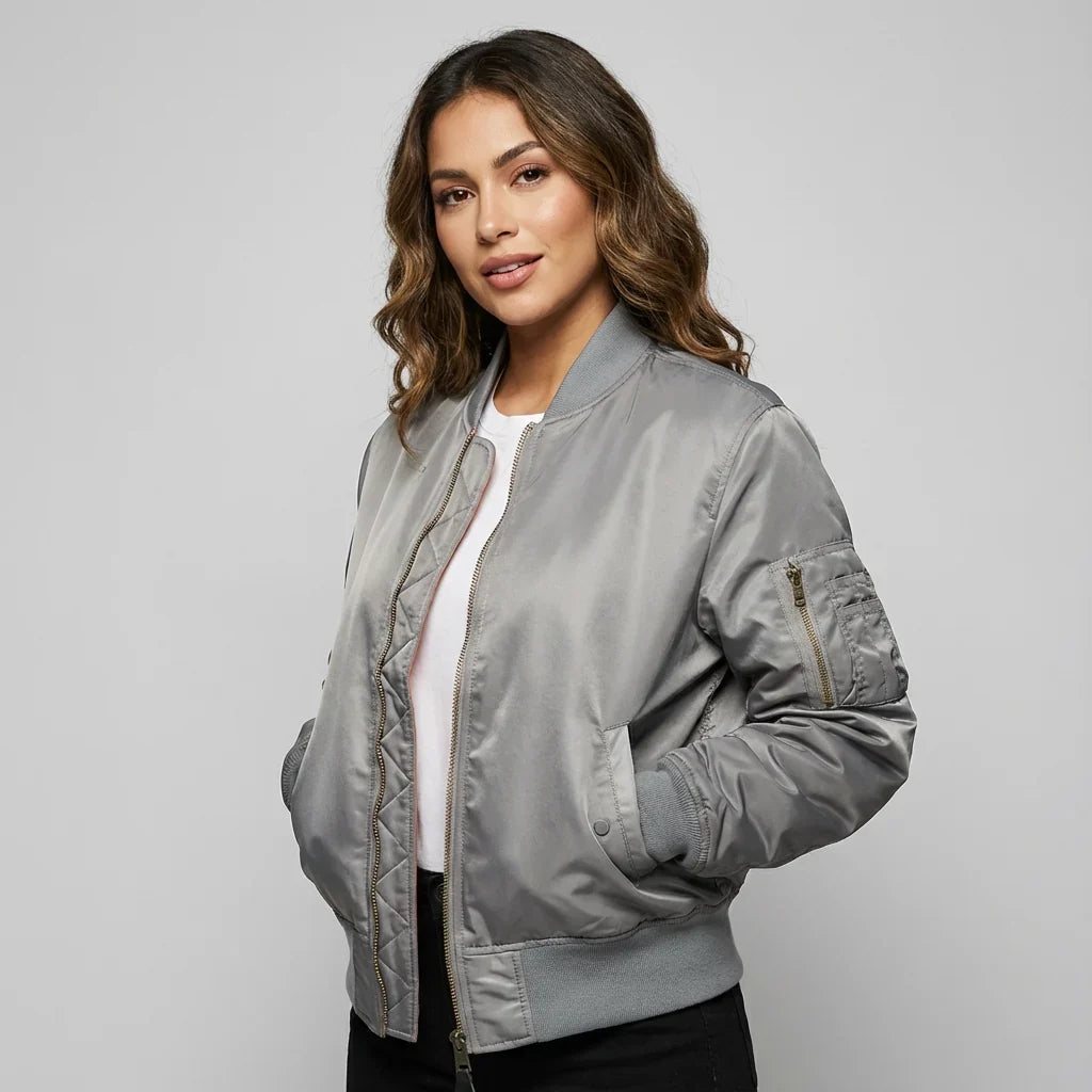 Adeline | Sharp MA-1 Bomber Jacket with Ribbed Cuffs