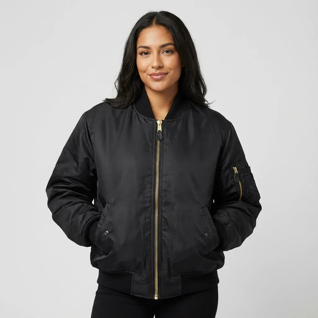 Adeline | Sharp MA-1 Bomber Jacket with Ribbed Cuffs