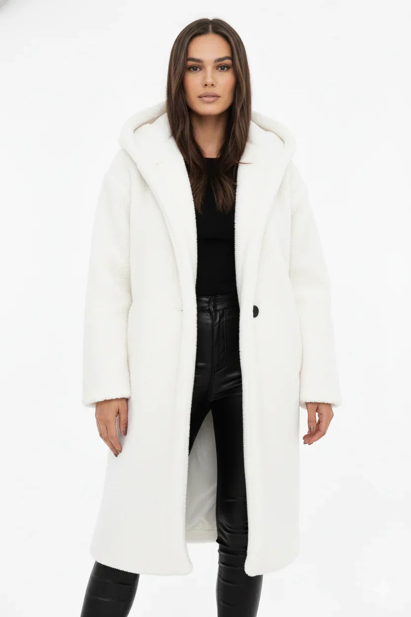 Hazel | Cosy Hooded Teddy Coat with Drawstring Waist