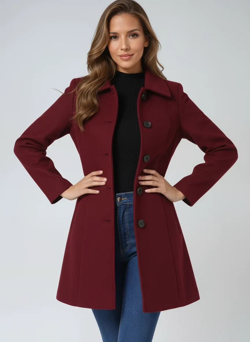 Florence | Polished Fit-and-Flare Wool Coat with Notch Lapel