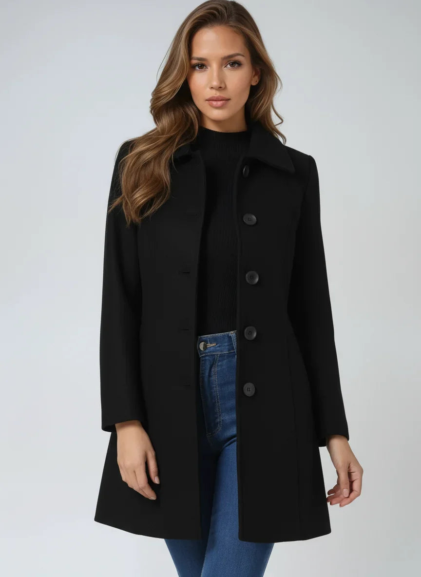 Florence | Polished Fit-and-Flare Wool Coat with Notch Lapel