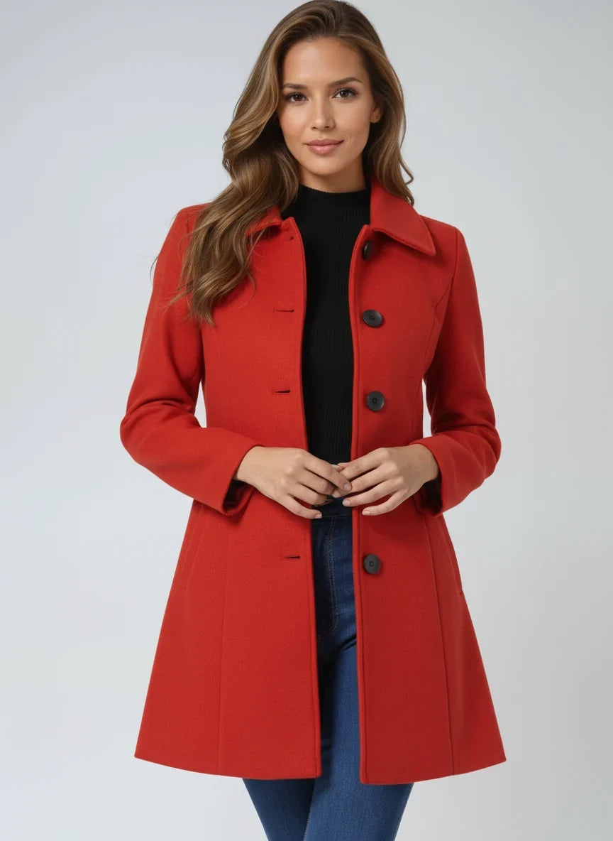 Florence | Polished Fit-and-Flare Wool Coat with Notch Lapel