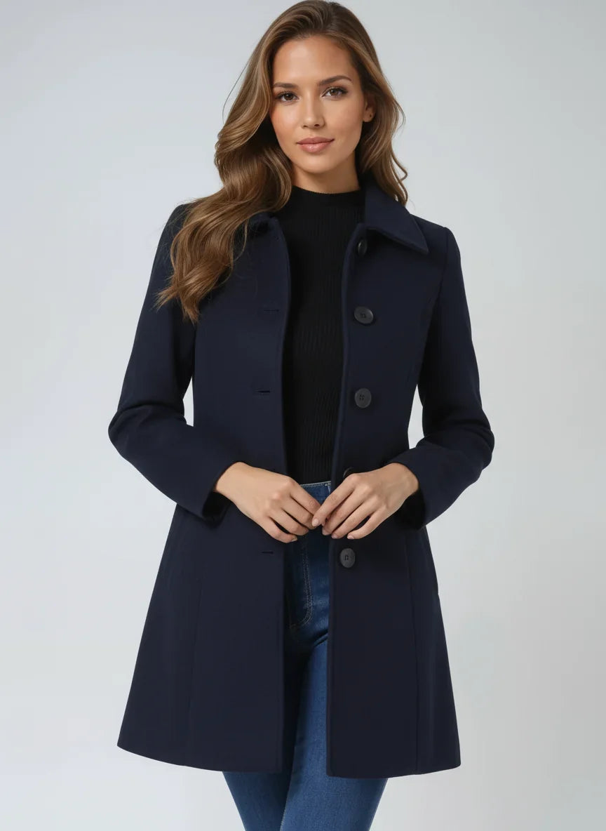Florence | Polished Fit-and-Flare Wool Coat with Notch Lapel
