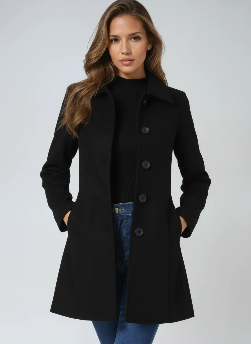Florence | Polished Fit-and-Flare Wool Coat with Notch Lapel
