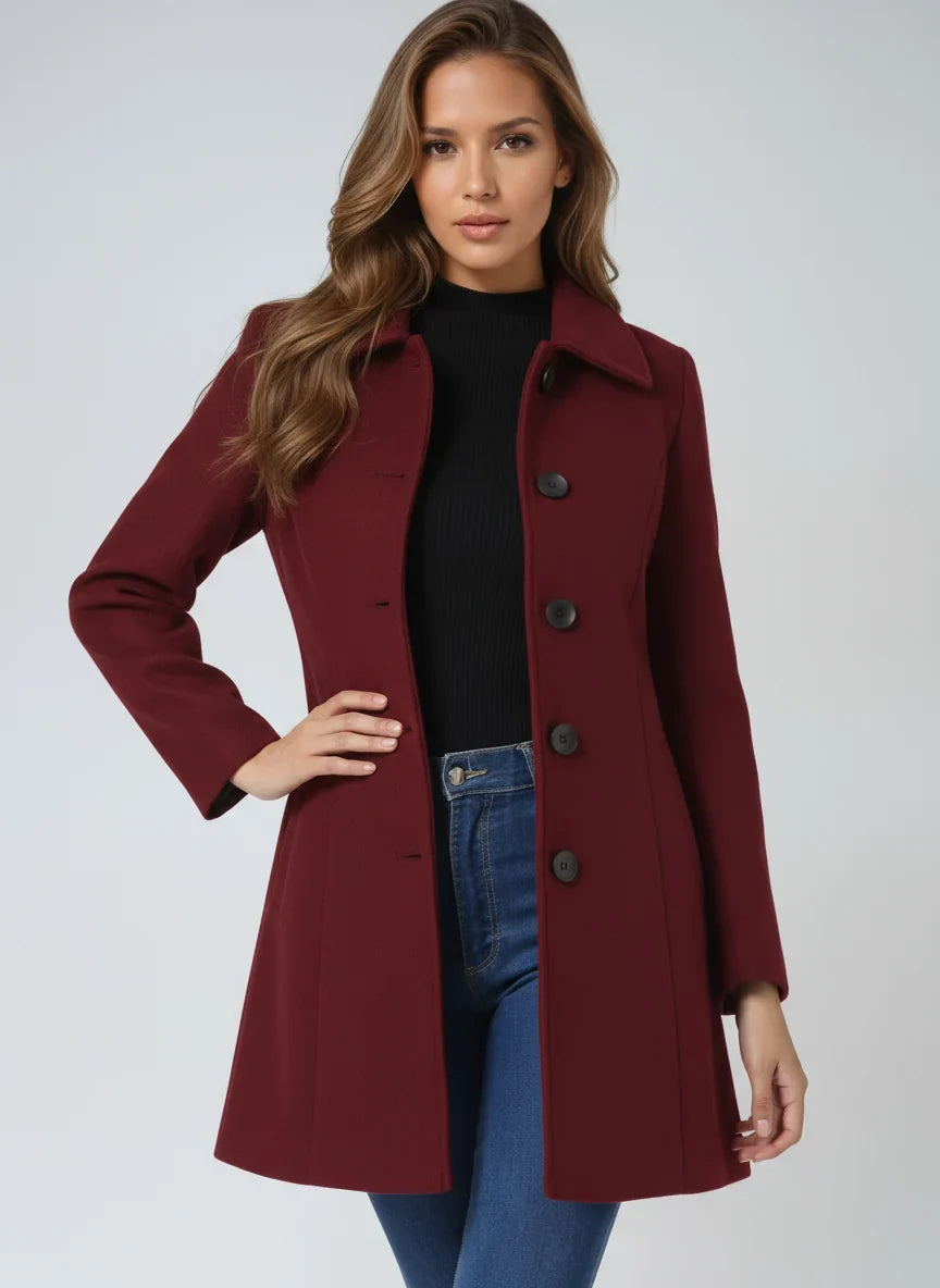 Florence | Polished Fit-and-Flare Wool Coat with Notch Lapel