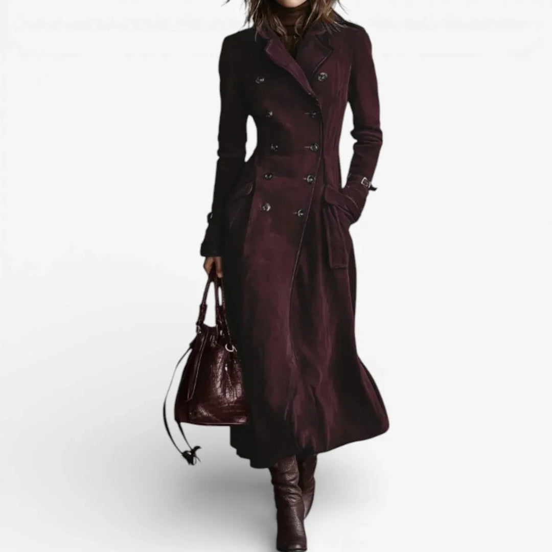 Wren | Elegant Double-Breasted Suede Trench Coat