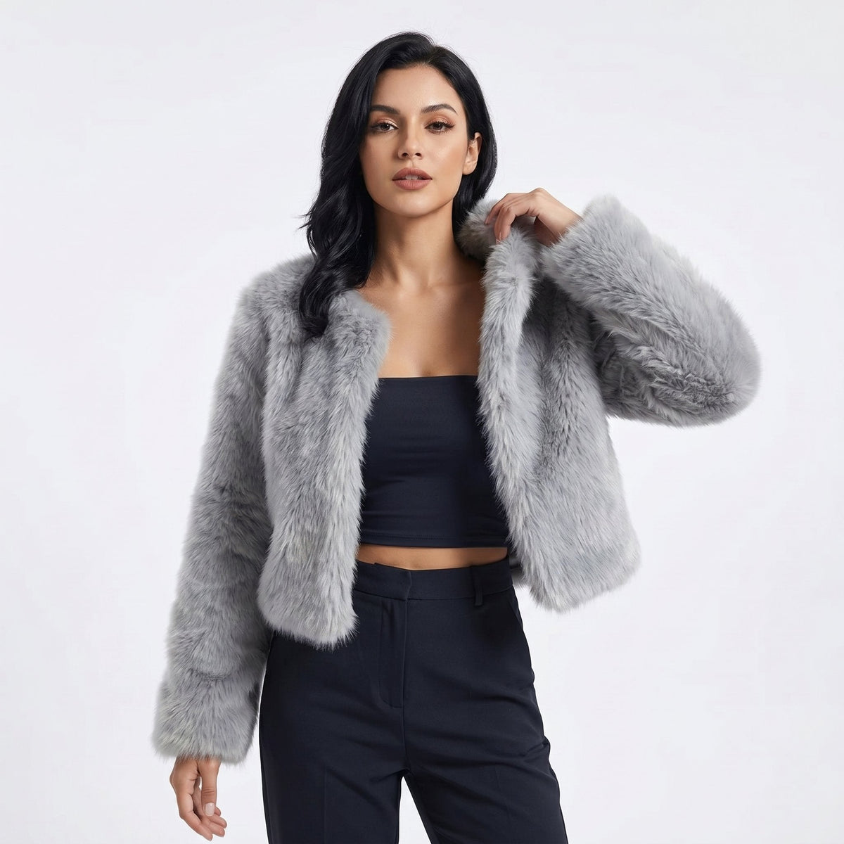 Mia | Cosy Cropped Faux Fur Cardigan