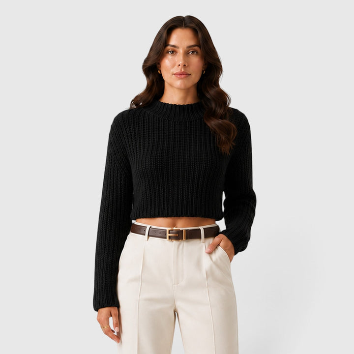 Una | Sharp Cropped Half-Turtleneck Knit Jumper