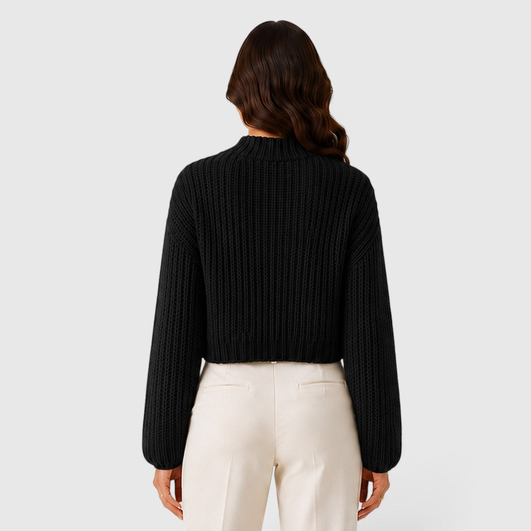 Una | Sharp Cropped Half-Turtleneck Knit Jumper