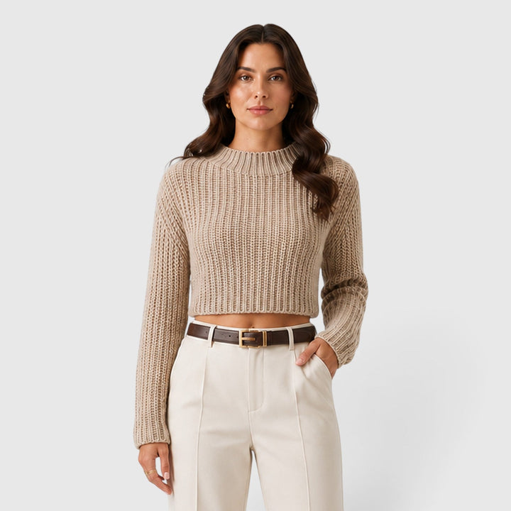Una | Sharp Cropped Half-Turtleneck Knit Jumper