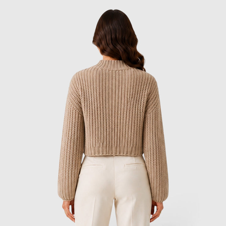 Una | Sharp Cropped Half-Turtleneck Knit Jumper