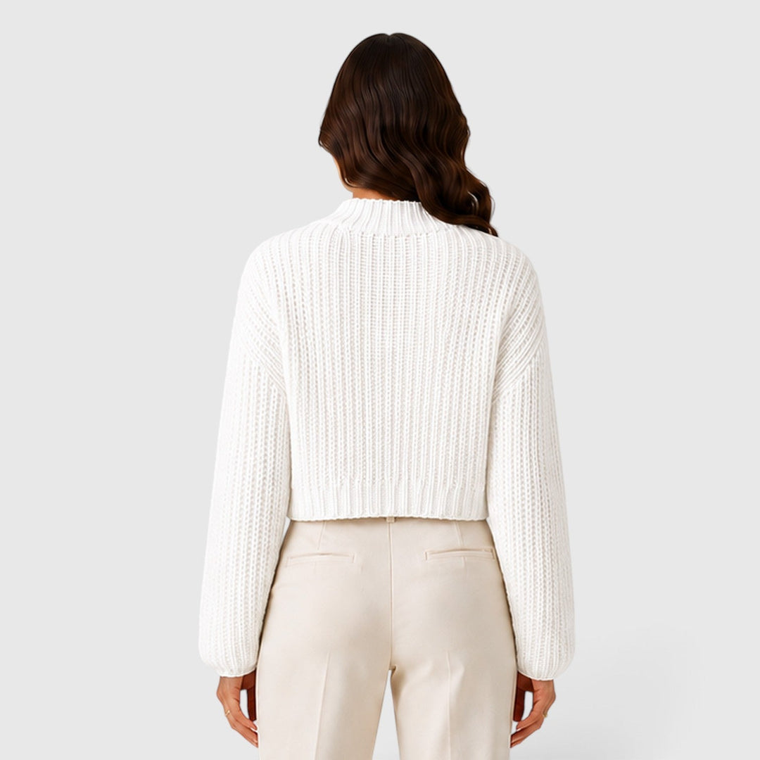 Una | Sharp Cropped Half-Turtleneck Knit Jumper