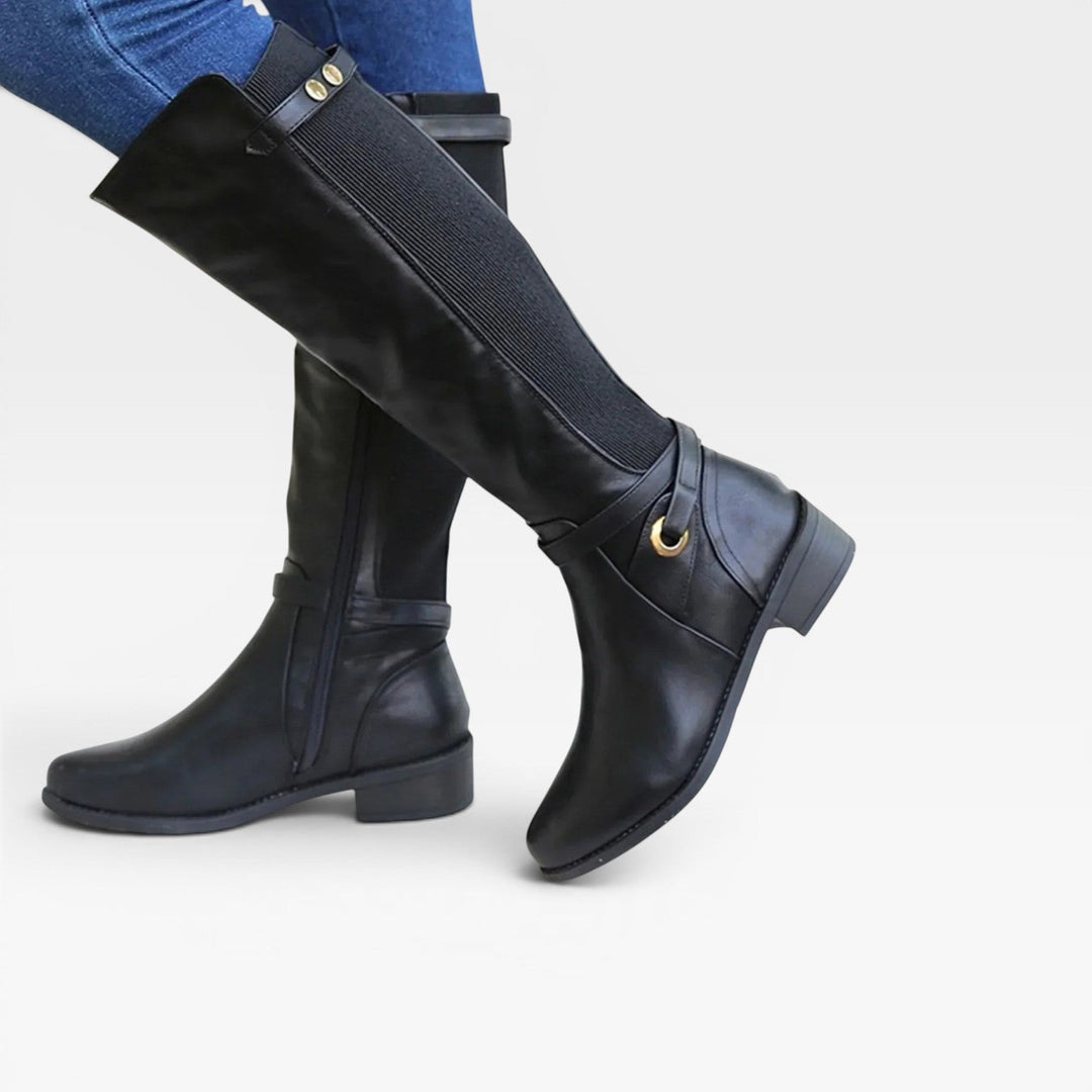 Nerissa | Polished Knee High Leather Boots Wide Fit