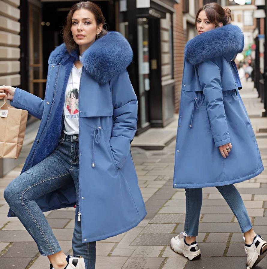 Iolanthe | Elegant Faux Fur Trim Hooded Coat For Women