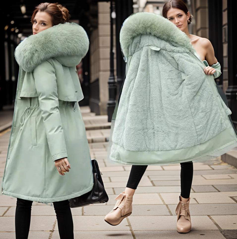 Iolanthe | Elegant Faux Fur Trim Hooded Coat For Women