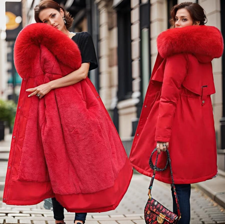 Iolanthe | Elegant Faux Fur Trim Hooded Coat For Women
